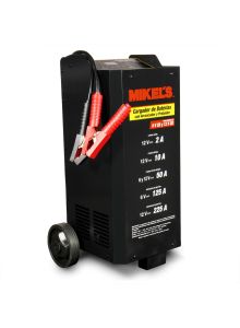 Cargador baterías con arrancador, probador y amperímetro (2/10/50/125/225 amp)